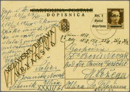 Cover 1944, 2k+1k Overprint On Italian 30c Stationery Card Used From Sibenik 7-8-1944 To Pozega (Croatia), Rare Postal S - Other & Unclassified