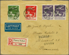 Cover , Airmail Registered Cover From Nørre-Nebel 24-09-1932 Via Hamburg-Flensburg Bahnpost 25-09-1932 And Berlin 25-09- - Autres & Non Classés