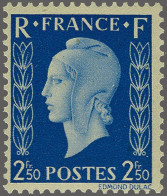 Unmounted Mint Not Issued Marianne De Dulac 25 Centimes - 2,50 Francs, Very Fine Unmounted Mint, Cat.v. 960 - 1944-45 Marianna Di Dulac