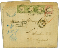 Cover 1872  1/3 Groschen Green Vertical Strip Of Three (1 Damaged) On Ganzache (postal Stationary) 1 Groschen Rose With  - Otros & Sin Clasificación