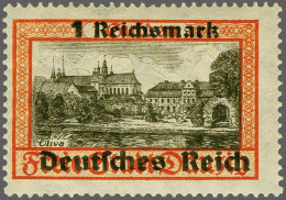 Mounted Mint Deutsches Reich Overprint 1 Mark Orange Red And Black With Variety Reversed Watermark, Very Fine Mounted Mi - Altri & Non Classificati