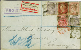 Cover 1881 Postally Used Fiscal On Envelope Sent Registered From Ipswich 1881 To Hannover Germany Bearing A 1d. Inland R - Fiscales