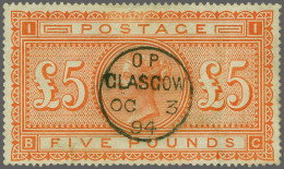 1882 £5 Orange Watermark Large Anchor Plate 1 (BG), A Fine Example (minor Imperfections, Nevertheless Very Presentable) - Gebruikt