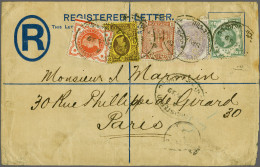 Cover 1881 Postally Used Fiscal On Registered Envelope Sent From London 1889 To Paris France Bearing A 1d. Inland Revenu - Fiscales