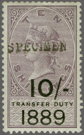 Unmounted Mint 1888-1892 Transfer Duty, A Fine Group In Green, Violet, Orange And Olive Green Up To 10s. All Overprinted - Fiscali