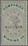 Unmounted Mint 1891 Companies Winding Up 1d. Up To £5 Lilac And Green All Overprinted Specimen (set Of Twelve), A Fine T - Fiscaux