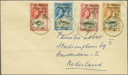 Cover 1961 Tristan Relief Surcharges, Set Of Four On Envelope Sent On 12-10-1961 (first Day Of Issue) By Mr. Lever Who W - Sint-Helena