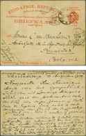 Cover 1900 1d Vermillion On White BOER WAR-Machadodorp Postal Stationery Postcard From Machadodorp 10 Aug 1900 To Bruxel - Transvaal (1870-1909)