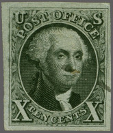 Without Gum 1875 Reprint George Washington 10 Cents Black On Bluish Paper, Very Fine (small Pencil Stroke At Right), Cat - Other & Unclassified