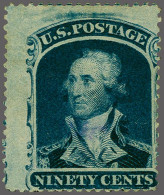 Without Gum George Washington 90 Cents Blue, Fine/very Fine (purple Mark On Backside Slightly Shining Through) Without G - Other & Unclassified