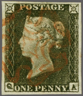 1840 1d. Plate 1a QA, Variety Double Letter, Good Margins And A Light Strike Of The Maltese Cross In Red, Cat. £ 425 - Usati