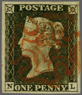 1840 1d. Plate 1a. Fine Group Of Four Ex. (EI, EK, NL And RJ) All Four Margins And Red Maltese Crosses, Minor Imperfecti - Used Stamps