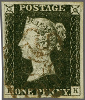 1840 1d. Plate 1b EK Variety Twisted Re-entry Good To Large Margins And A Good Strike Of The Maltese Cross In A Brownish - Oblitérés