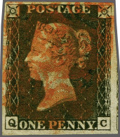 1840 1d. Plate 4 QC Good To Large Margins With A Rather Heavy Strike Of The Maltese Cross In Red, Cat. £ 425 - Usados