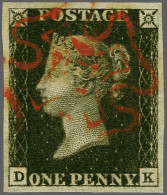 1840 1d. Plate 5 DK Good To Large Margins With A Crisp Strike Of The Maltese Cross In Red, Cat. £ 425 - Usados