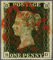 1840 1d. Plate 6 BG Good To Large Margins With A Strike Of The Maltese Cross In Red, Cat. £ 425 - Usados