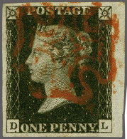 1840 1d. Plate 8 DL Good To Very Large Margins With Re-entries NE And D Squares, Good Strike Of The Maltese Cross In Red - Usati