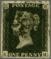 1840 1d. Plate 10 KH Good To Large Margins With A Smudgy Strike Of The Maltese Cross In Black, Cat. £ 950 - Used Stamps