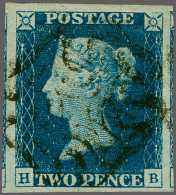 1840 2d. Plate 1 HB Large To Very Large Margins (3 Neighbouring Stamps), With A Crisp Strike Of The Maltese Cross In Bla - Oblitérés