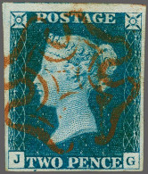 1840 2d. Plate 1 JG Good To Large Margins, Horizontal Guide Line Through Value, With A Good Strike Of The Maltese Cross - Used Stamps