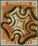 1841 1d. Plate 10 Printing In Red RC - P Converted To R - Good Margins With A Superb Strike Of The Maltese Cross In Blac - Usados