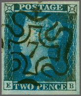 1841 2d. Plate 3 EB Good To Very Large Margins With A Superb Crisp And Upright Strike Of The No.7 In Maltese Cross, With - Used Stamps