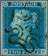 1841 2d. Plate 3 EB Good Margins With A Good Strike Of The No.8 In Maltese Cross, Cat. £ 1000 - Usados