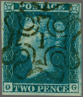 1841 2d. Plate 3 OG Good To Large Margins With The Re-entry And A Very Good Upright Strike Of The No.1 In Maltese Cross, - Used Stamps