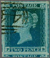 1841 2d. Plate 4 PB Four Large To Very Large Margins With Parts Of Six Neighbouring Stamps, A Light Indistinct Numeral C - Usados