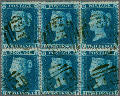 Block 1855 2d. Plate 5 (large Crown Perf 14) A Fine To Very Fine Block Of Six Cancelled With The 646 Ripon Numeral - Sca - Oblitérés