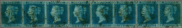 1855 2d. Plate 6 (large Crown Perf 14) ED-EK, A Fine To Very Fine Horizontal Strip Of Eight - A Very Scarce Multiple - C - Usados