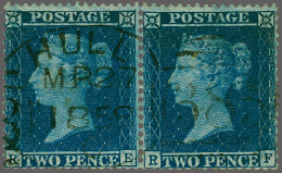 1858 2d. Plate 6 (Spec. F8 Large Crown Perf 16) Specialised Collection With 44 Singles, 3 Pairs, 2 Strips Of Three And 1 - Usados