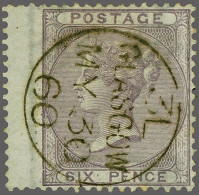 1857 6d. Lilac Plate 1, A Very Fine Example Cancelled With A Superb Strike Of The Glasgow Cds 1860 (difficult On This Is - Used Stamps