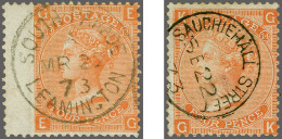 1862-1873 4d. Bright Red (plates 3 And 4) And Vermillion (plates 7-14)  A Fine Group Of 32 Ex. Including Spec J52c Water - Usados