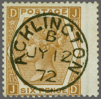 1872 6d. Deep/very Deep Chestnut Plate 11, A Very Fine Example Cancelled With A Superb Strike Of The Acklington Cds 1872 - Oblitérés