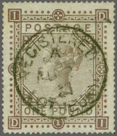 1878 £1 Brown-lilac Watermark Maltese Cross Plate 1 (DI), A Fine Example (neatly Repaired, Nevertheless Presentable), Ca - Oblitérés