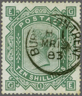 1883 10s. Greenish Grey Watermark Large Anchor (GE), A Fine Example (minor Imperfections) Cancelled With A Crisp Strike - Oblitérés