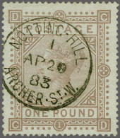 1882 £1 Brown-lilac Watermark Large Anchor Plate 1 (CD), A Very Fine Example Cancelled With A Good Strike Of The Notting - Oblitérés