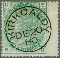 1875 1s. Green Plate 13, A Very Fine Example Cancelled With A Superb Strike Of The Kirkcaldy Cds 1880, Cat. £ 160+ - Oblitérés