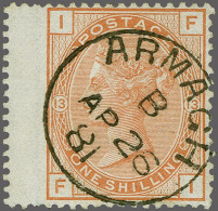 1880 1s. Orange-brown (Watermark Spray) Plate 13, A Very Fine Example Cancelled With A Superb Strike Of The Irish Armagh - Usados