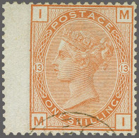 1880 1s. Orange-brown (Watermark Spray) Plate 13, A Very Fine Example Extremely Lightly Cancelled  (rare As Such), Cat. - Oblitérés