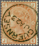 1881 1s. Orange-brown (Watermark Crown) Plate 14, A Very Fine Example Cancelled With A Superb Strike Of The Guernsey Cha - Oblitérés