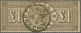 1884 £1 Brown-lilac Watermark Three Imperial Crowns (DA), A Superb Example, Cancelled With A Very Good Strike Of The Lym - Oblitérés