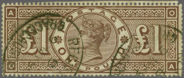 1884 £1 Brown-lilac Watermark Three Imperial Crowns (OA), A Fine To Very Fine Example, Cancelled With Two Strikes Of The - Used Stamps