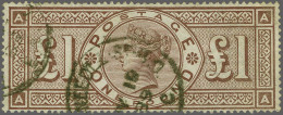 1888 £1 Brown-lilac Watermark Three Orbs (AA), A Fine To Very Fine Example Cancelled With Two Strikes Of The Threadneedl - Oblitérés