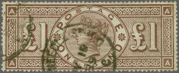1888 £1 Brown-lilac Watermark Three Orbs (AA), A Fine To Very Fine Example Cancelled With Two Strikes Of The Threadneedl - Other & Unclassified