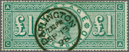 1891 £1 Green (CA), A Very Fine Example Cancelled With A Superb Strike Of The Darlington Cds 1898, Cat. £ 800 - Other & Unclassified