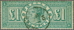 1891 £1 Green (QB), A Fine To Very Fine Example Cancelled With A Good Strike Of The Jersey Cds 1901, Cat. £ 800 - Usados