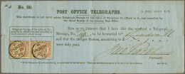 Cover 1876 1d. Red-brown Plate 2, Two Fine Examples (both With Imperfections) On Post Office Telegraphs Form (with Imper - Dienstmarken