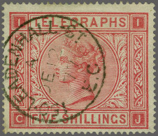 1881 5s. Rose Plate 1 (CJ) And Plate 2 (CD) Two Very Fine Examples Cancelled With Very Good Strikes Of The Leadenhill St - Oficiales